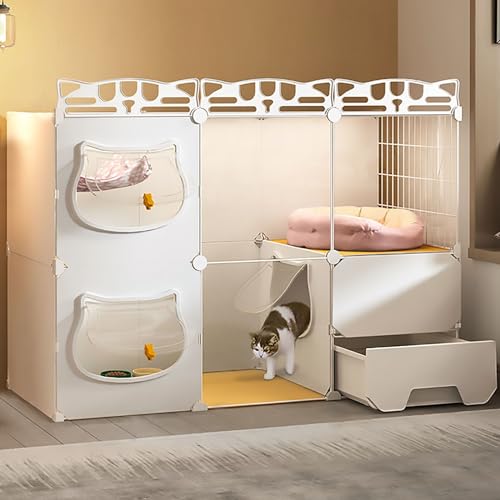 Große 2/3-Tier-Katzenzwinger, Katzenkäfige Innenräume, transparente Katzenvilla, geschlossene Katzenratsträgerbox, abnehmbar, Freiheitsraum (Größe: 107x37x72cm) YYuan von HYSJDMNC