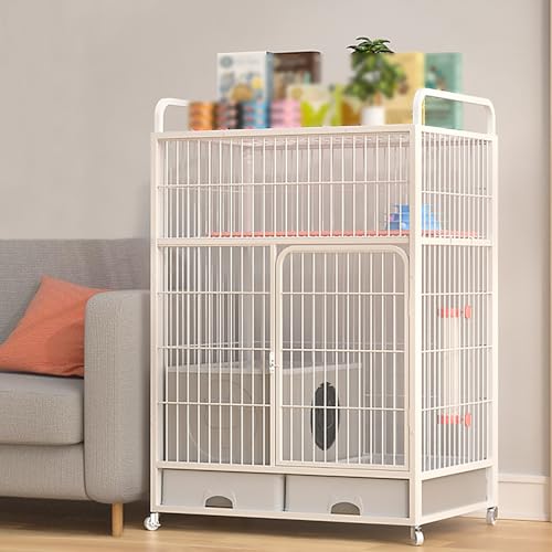 Großer Katzenkäfig, 3/4 -Tier -Katzenkäfige, Katzenzwinger für Innenkatzen, multifunktionale Katzenvilla, Top -Lager -Rack, geschlossener Katzenratschachtel (weiß, 83x59x126 cm) YYuan von HYSJDMNC