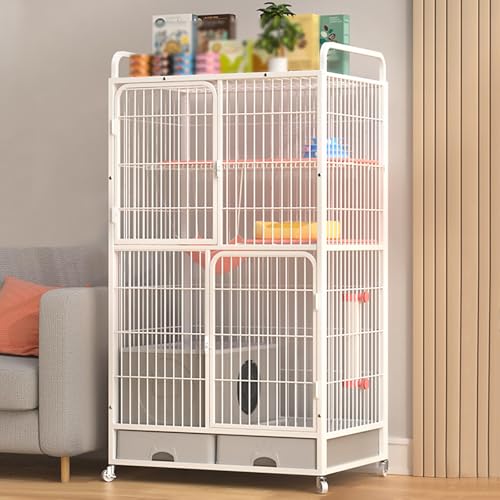 Großer Katzenkäfig, 3/4 -Tier -Katzenkäfige, Katzenzwinger für Innenkatzen, multifunktionale Katzenvilla, Top -Lager -Rack, geschlossener Katzenratschachtel (weiß, 83x59x156 cm) YYuan von HYSJDMNC