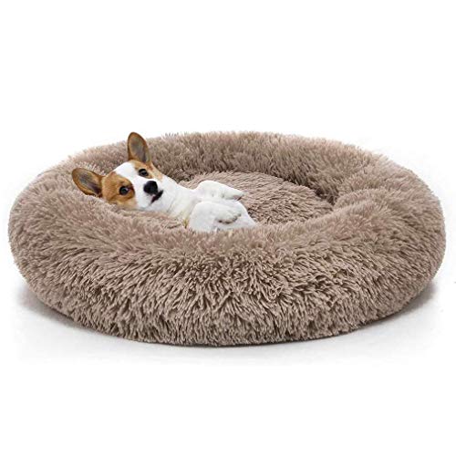 HYSJDMNC Donut Haustierbett, runde beruhigende Katzenbetthundbett, Warmer weicher Welpe Schlafsack selbstbewärterer Zwinger, Linderung von Angst und verbesserter Schlaf YYuan von HYSJDMNC