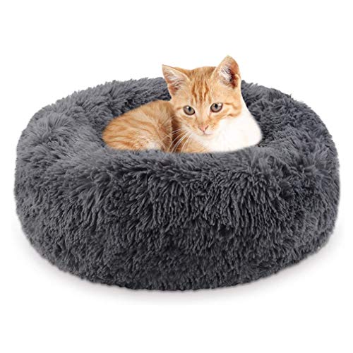 HYSJDMNC Donut Haustierbett, runde beruhigende Katzenbetthundbett, Warmer weicher Welpe Schlafsack selbstbewärterer Zwinger, Linderung von Angst und verbesserter Schlaf YYuan von HYSJDMNC