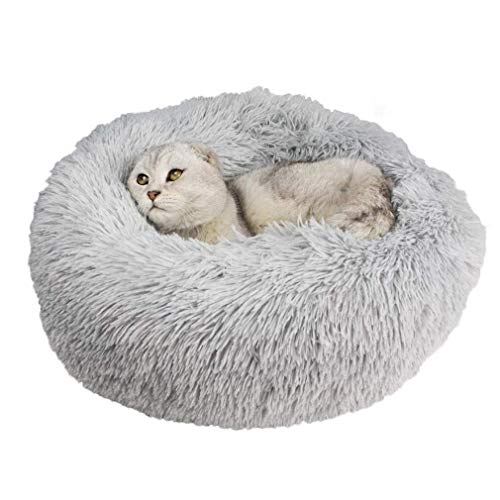 HYSJDMNC Haustier beruhigendes Bett, Hundekatze rund Warmer Kuschler Zwinger Weiches Welpe Sofa, Donut Kuschel Plüsch Schlafmatte Winter bequemes Bett - Dunkelgrau YYuan von HYSJDMNC