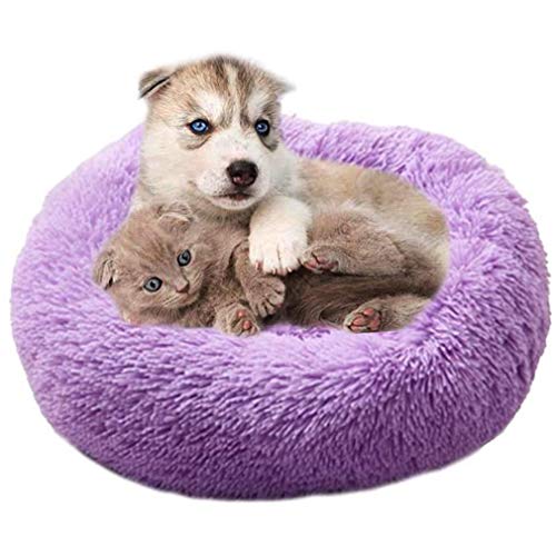 HYSJDMNC Haustier beruhigendes Bett, Hundekatze rund Warmer Kuschler Zwinger Weiches Welpe Sofa, Donut Kuschel Plüsch Schlafmatte Winter bequemes Bett - Dunkelgrau YYuan von HYSJDMNC