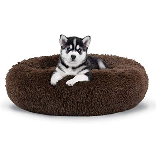 HYSJDMNC Haustier beruhigendes Bett, Hundekatze rund Warmer Kuschler Zwinger Weiches Welpe Sofa, Donut Kuschel Plüsch Schlafmatte Winter bequemes Bett - Dunkelgrau YYuan von HYSJDMNC