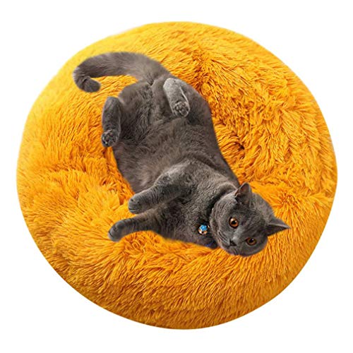 HYSJDMNC Haustier beruhigendes Bett, Hundekatze rund Warmer Kuschler Zwinger Weiches Welpe Sofa, Donut Kuschel Plüsch Schlafmatte Winter bequemes Bett - Dunkelgrau YYuan von HYSJDMNC
