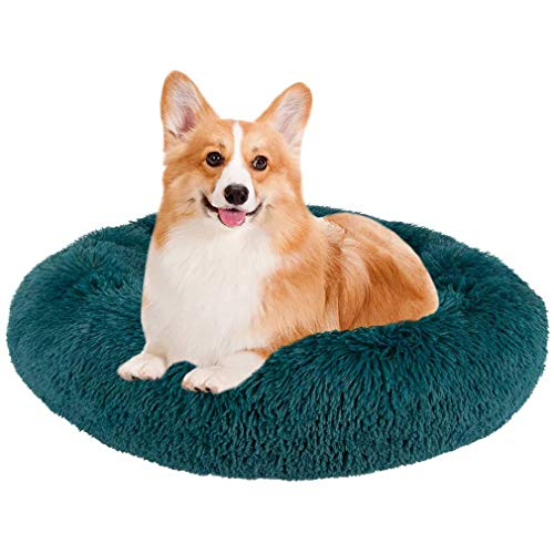 HYSJDMNC Haustier beruhigendes Bett, Hundekatze rund Warmer Kuschler Zwinger Weiches Welpe Sofa, Donut Kuschel Plüsch Schlafmatte Winter bequemes Bett - Dunkelgrau YYuan von HYSJDMNC