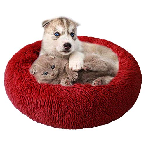 HYSJDMNC Haustierkatze Beruhigungsbett, Donut Katze Sofa Reversible Kissen Welpe Schlafsack Selbstgewärme Zwinger zum schlafenden Winter, Anti-Rutschboden YYuan von HYSJDMNC