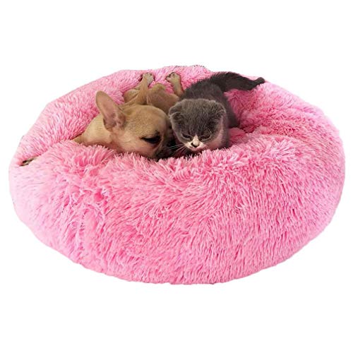 HYSJDMNC Haustierkatze Beruhigungsbett, Donut Katze Sofa Reversible Kissen Welpe Schlafsack Selbstgewärme Zwinger zum schlafenden Winter, Anti-Rutschboden YYuan von HYSJDMNC