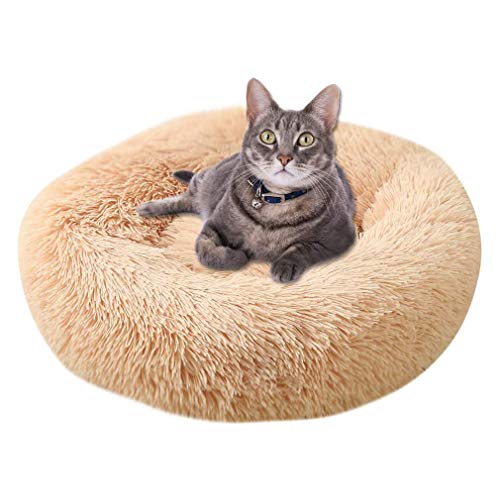 HYSJDMNC Haustierkatze Beruhigungsbett, Donut Katze Sofa Reversible Kissen Welpe Schlafsack Selbstgewärme Zwinger zum schlafenden Winter, Anti-Rutschboden YYuan von HYSJDMNC