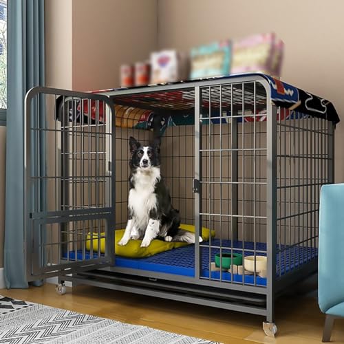Heavy Dut Hundekiste, Hundekäfigzwinger mit hoher Angst, geeignet für kleine bis mittlere Hunde, resistent gegen Kauen großer Raum (Farbe: Schwarz, Größe: 93x62x82cm) YYuan von HYSJDMNC