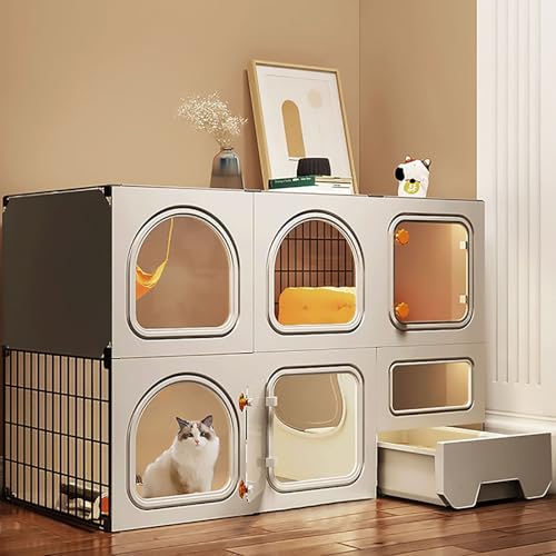 Innenkäfigkäfiggehäuse, Abnehmbarer Katzenplaypen, DIY 2/3-Tier-Katze Kennels, Katzenvilla, leicht zu versammeln, ideal für 1-2 Katze (106x36.5x71cm) YYuan von HYSJDMNC