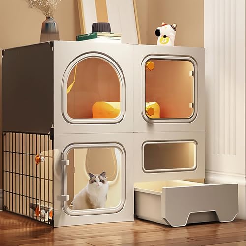 Innenkäfigkäfiggehäuse, Abnehmbarer Katzenplaypen, DIY 2/3-Tier-Katze Kennels, Katzenvilla, leicht zu versammeln, ideal für 1-2 Katze (71 x 46,5 x 71 cm) YYuan von HYSJDMNC