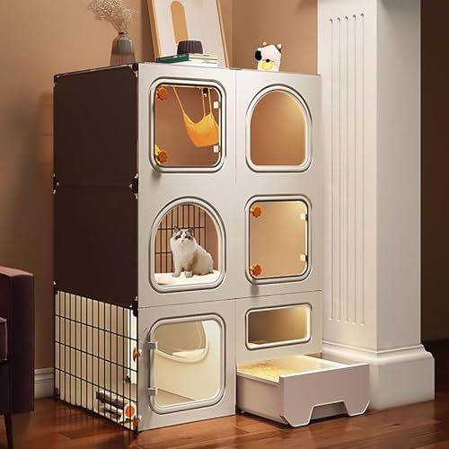 Innenkäfigkäfiggehäuse, Abnehmbarer Katzenplaypen, DIY 2/3-Tier-Katzen-Kennels, Katzenvilla, leicht zu versammeln, ideal für 1-2 Katze (71 x 36,5 x 106 cm) YYuan von HYSJDMNC