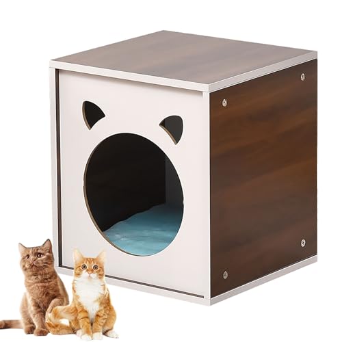 Katze Kennels Haus Endtisch für Innenräume, multifunktionales Katzenmöbelschrank, Nachttischschlafzimmer, Vier Jahreszeiten Universal (Brown) YYuan von HYSJDMNC
