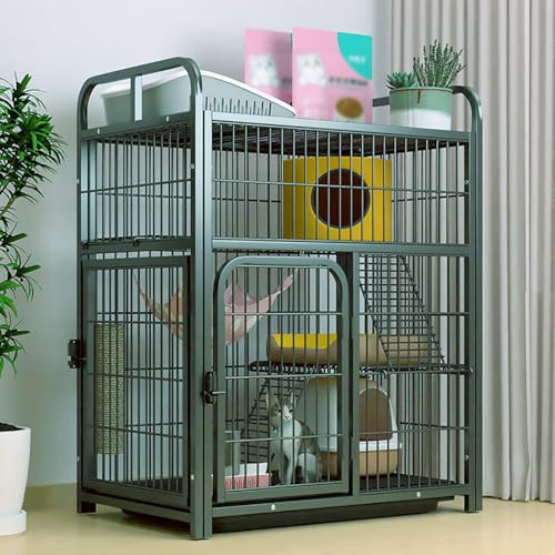 Katze Villa der obersten Etage, Katzenzwinger für Innenkatzen, quadratische Röhrchen-Katzenkäfig, mehrschichtiger Raumtiergehäuse, leicht zu reinigen (78 x 52 x 101 cm) YYuan von HYSJDMNC