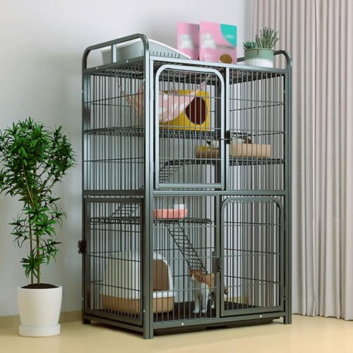Katze Villa in der obersten Etage, Katzenzwinger für Innenkatzen, quadratische Röhrchen-Katzenkäfig, mehrschichtiger Raumtierhäuse, leicht zu reinigen (78x54x140 cm) YYuan von HYSJDMNC