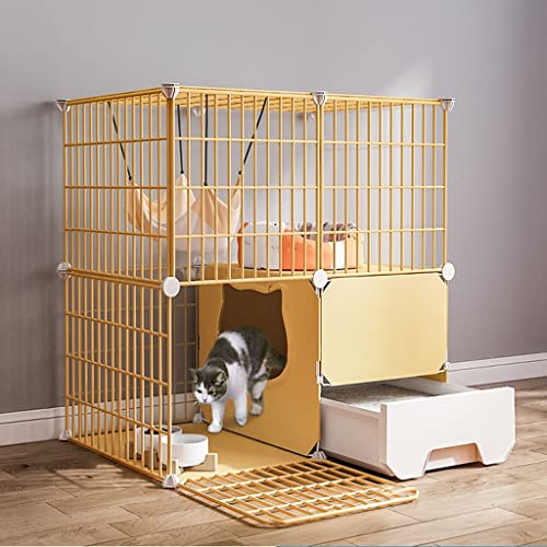 Katzenkäfig, Innenkatze, abnehmbar, Zwingerkiste großer Übungsgebiet ideal für 1-2 Katzen mit Schubladenkäfig (Größe: 73 x 49 x 75 cm) YYuan von HYSJDMNC