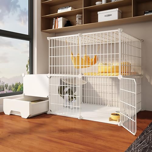 Katzenkäfig, Katzengehäuse mit Katzenmüllbox, große 2/3-Tier-Katzen-Katze Katze Kennels, Katzenhaus, abnehmbar, nachgerüstet Werden (Größe: A-111x39x73cm) YYuan von HYSJDMNC