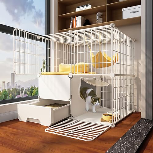 Katzenkäfig, Katzengehäuse mit Katzenratschachtel, große 2/3 Stufe Katzenpame Katze Kennels, Katzenhaus, abnehmbar, kann nachgerüstet Werden (Größe: 75x49x73cm) YYuan von HYSJDMNC