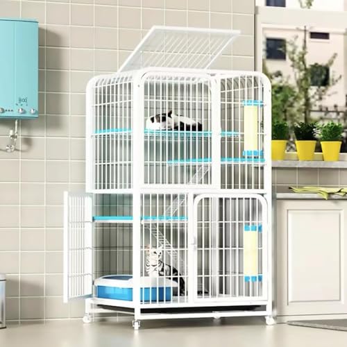 Katzenkäfige/Katze Kennel Indoor Large, Cat -Playpen, Multifunktionales Katzenhaus, verstärkter Metallrahmen, stark und stabil (weiß) YYuan von HYSJDMNC