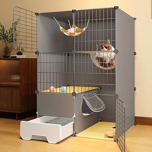 Raumkapsel Katzenkäfig, Katzenzwinger, semi-verkürzte Katzenkäfig-Gehäuse mit Katzentoilette, verdickter Plattform, stark und robust (70 x 45 x 105 cm) YYuan von HYSJDMNC