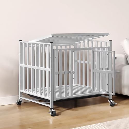 Unzerstörbare Hundekiste, Hundezwinger innen, kühne und verdickte Hundebläsevilla, Vollrohrplus -Strahl -Design mit Tablett und Rädern (Größe: 78x54x70 cm) YYuan von HYSJDMNC