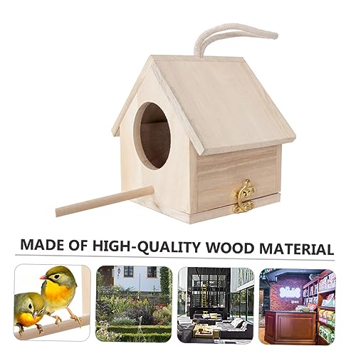 HYTROVE 1Stück Holz Vogelhaus für Kleine Hängendes Nistkasten aus Unbehandeltem Holz Mit Sitzstange zu Reinigen Komfortabler Schlafplatz für Papageien von HYTROVE