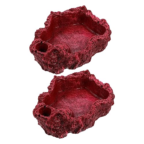 HYTROVE 2 Stück Reptilien Futterschale aus Resin Wassernapf für Terrarium Schildkröten und Reptilienfutterbehälter für Eidechsen Spinnen und von HYTROVE