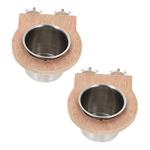 HYTROVE 2 Stück Teiliges Papageien Futter und Wasserbecken mit Holzregal Hängende Futterschalen für Vögel für Wellensittiche und Nymphensittiche HYTROVE 2 Stück Teiliges Papageien Futter und Wasserbecken mit Holzregal Hängende Futterschalen für Vögel für Wellensittiche und Nymphensittiche von HYTROVE