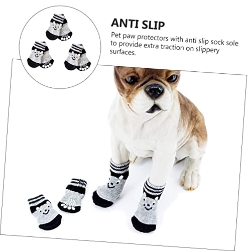 HYTROVE 3 Paare Hundesocken rutschfest Warm mit Niedlichem Muster Atmungsaktiv und Strapazierfähig Pfotenschutz für Jahreszeiten für Drinnen Hartholzböden XL Schwarz von HYTROVE