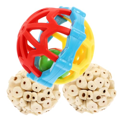 HYTROVE 3stücke Vogel Kauspielzeug Bälle Naturgummi Softbälle Für Papageien Und Nymphensittiche Spielzeug Zur Beaks Und Krallenpflege Fördert Aktivität Spielspaß Im Käfig von HYTROVE