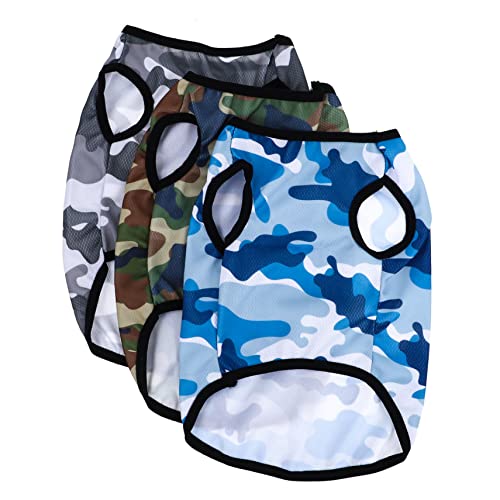 HYTROVE 3Stücke Teiliges Hundetarnhemd für Kleine Atmungsaktive Weste mit Süßem Camouflage Design für Anzuziehen und Schmutzabweisend von HYTROVE