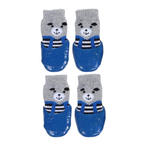 HYTROVE 4stücke rutschfeste Hundesocken wasserdichte Baumwollsocken Mit Cartoon-Muster Für Hunde Pfotenschutz Für Kleine Und Große Haustiere Für Drinnen Und Draußen von HYTROVE