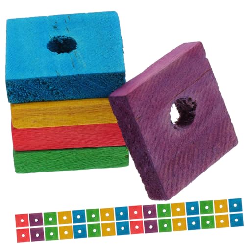 HYTROVE 50stücke Papagei Kauen Spielzeug Bunte Holzblöcke Zum Beißen Sicheres Holzspielzeug Für Vögel Für Wellensittiche Nymphensittiche Und Andere Kleine Papageien von HYTROVE