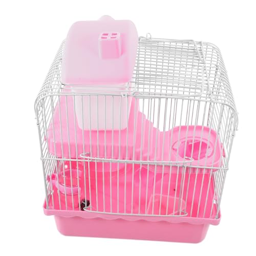HYTROVE Doppelstöckiger Hamsterkäfig Draht Rosa Hamsterburg für Kleine Haustiere für Hamster Mäuse und Gerbils von HYTROVE