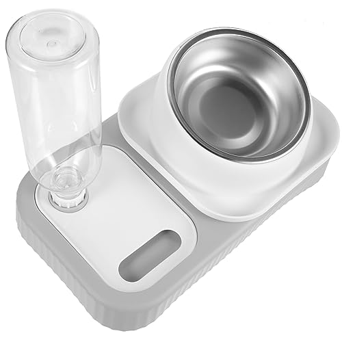 HYTROVE Futternapf für Katzen und Hunde 2-in-1-wasser-/futterspender für Haustiere Erhöhte Näpfe Leicht Zu Befüllen Grau/weiß HYTROVE Futternapf für Katzen und Hunde 2-in-1-wasser-/futterspender für Haustiere Erhöhte Näpfe Leicht Zu Befüllen Grau/weiß von HYTROVE