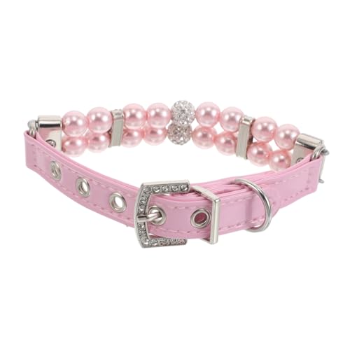 HYTROVE Hochzeits Hundehalsband Perlenkragen für Kleine Hunde und Katzen Handgefertigter Robuster Stahlseilkragen mit Eleganten Perlenelementen für Partys und Alltäglichen Gebrauch von HYTROVE