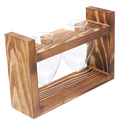 HYTROVE Holzrahmen für hydroponischen Behälter Desktop-Luftpflanzerbirne Pole Wandpflanzer künstliche blüten Artificial Flower Pflanzenterrarium kreative hydroponische Vasendekoration Glas von HYTROVE
