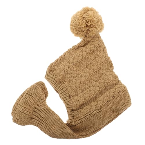 HYTROVE Hunde Wintermütze mit Schal Strickmütze für Hunde Warme und Bequeme Hundekleidung Modisches Design Khaki für Kalte und Festliche Anlässe von HYTROVE