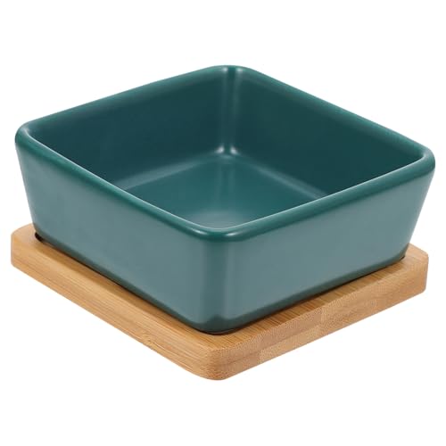 HYTROVE Keramischer Katzennapf mit Holzunterlage Teiliges Futter und Wassernapf für Katzen und Kleine Hunde rutschfest und Langlebig für Futter Wasser und Snacks von HYTROVE