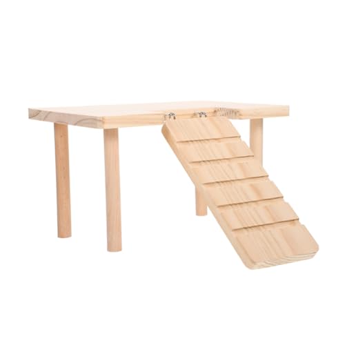 HYTROVE Plattform für Hamsterkäfige Kletterbrett für Haustiere Hamster praktisches kleine Hamsterplattform Holzplattform für Hamster Kleintierständer aus Holz hölzern Beige von HYTROVE