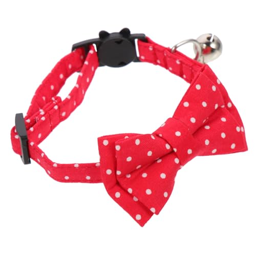 HYTROVE Verstellbares Haustierhalsband mit Abnehmbarem Roter Schleifen Bogen und Glöckchen Kleine Hunde Katzenhalskrause Handgenähtes Hundebowtie für Sicheres Tragen und Stilvolle von HYTROVE