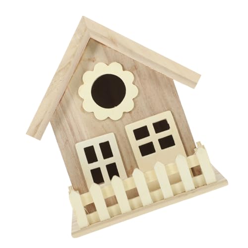 HYTROVE Vogelnest Holzdekor Dekoration Häuser Zartes Vogelhaus Futterhäuschen Für Vögel Vogelhaus Aus Holz Vogelfutternest Vogelkäfig Vogel Papageienhaus Vogelhütte Khaki Hölzern von HYTROVE