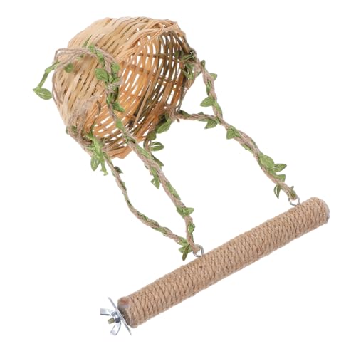HYTROVE Vogelnestspielzeug aus Stroh Nymphensittich Papagei Vogelständer Spielplatz mit Papageienplattform Vogelschaukel Vogelspielplatz Vogelschwungständer Vogelzubehör hölzern HYTROVE Vogelnestspielzeug aus Stroh Nymphensittich Papagei Vogelständer Spielplatz mit Papageienplattform Vogelschaukel Vogelspielplatz Vogelschwungständer Vogelzubehör hölzern von HYTROVE