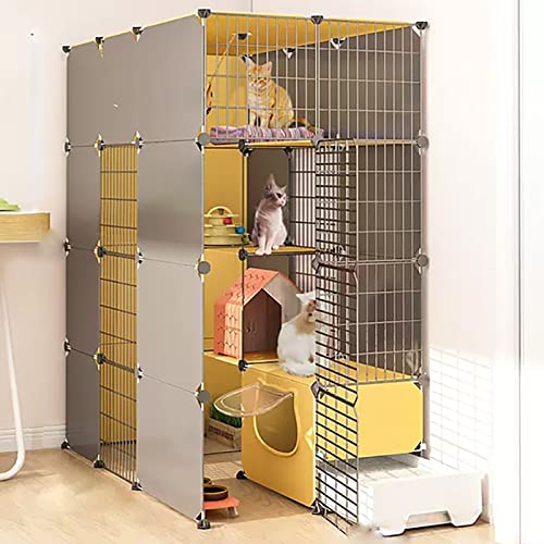 Großer Katzenkäfig, DIY-Katzengehege, mit unabhängiger ausziehbarer Katzentoilette, faltbarer Metall-Katzenkäfig, Kleintierkäfig, abnehmbar, mit Plattform, Katzenhängematte (Größe : 75 x 141 x 147 cm Großer Katzenkäfig, DIY-Katzengehege, mit unabhängiger ausziehbarer Katzentoilette, faltbarer Metall-Katzenkäfig, Kleintierkäfig, abnehmbar, mit Plattform, Katzenhängematte (Größe : 75 x 141 x 147 cm von HYUFEIAO