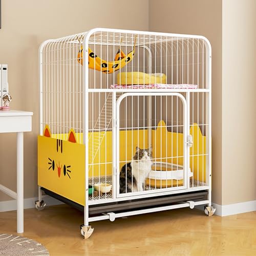 Katzengehege, mehrschichtiger Katzenkäfig, Katzenlaufstall, großer Katzenkäfig, mit erhöhtem Innensteg, mit Fußpolster, Haustier-Laufstall, mit 4 Rädern, mit Hängematte und Leiter, für 1–4 Katzen Katzengehege, mehrschichtiger Katzenkäfig, Katzenlaufstall, großer Katzenkäfig, mit erhöhtem Innensteg, mit Fußpolster, Haustier-Laufstall, mit 4 Rädern, mit Hängematte und Leiter, für 1–4 Katzen von HYUFEIAO