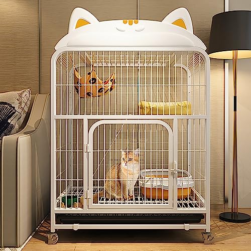 Katzenkäfig für den Innenbereich, großer Katzenkäfig aus Metall, Katzenkäfig mit Rollboden, Plattformleiter und Tablett, Kleintierkäfige, geeignet für Kätzchen, Welpen, Frettchen, Chinchillas Katzenkäfig für den Innenbereich, großer Katzenkäfig aus Metall, Katzenkäfig mit Rollboden, Plattformleiter und Tablett, Kleintierkäfige, geeignet für Kätzchen, Welpen, Frettchen, Chinchillas von HYUFEIAO