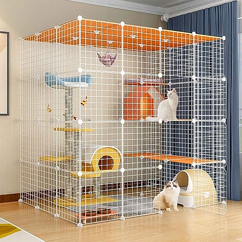 Katzenkäfige Indoor Groß mit Dach, Kitten Pen, Cat House, Mehrschichtiges Design, Einfache Montage Der Cattery, Verschiedene Größen, 2 Farben Katzenkäfige Indoor Groß mit Dach, Kitten Pen, Cat House, Mehrschichtiges Design, Einfache Montage Der Cattery, Verschiedene Größen, 2 Farben von HYUFEIAO