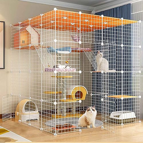 Katzenkäfige Indoor Groß mit Dach, Kitten Pen, Cat House, Mehrschichtiges Design, Einfache Montage Der Cattery, Verschiedene Größen, 2 Farben Katzenkäfige Indoor Groß mit Dach, Kitten Pen, Cat House, Mehrschichtiges Design, Einfache Montage Der Cattery, Verschiedene Größen, 2 Farben von HYUFEIAO