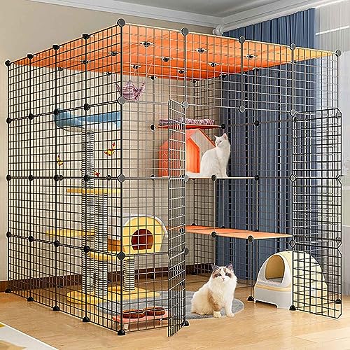 Katzenkäfige Indoor Groß mit Dach, Kitten Pen, Cat House, Mehrschichtiges Design, Einfache Montage Der Cattery, Verschiedene Größen, 2 Farben Katzenkäfige Indoor Groß mit Dach, Kitten Pen, Cat House, Mehrschichtiges Design, Einfache Montage Der Cattery, Verschiedene Größen, 2 Farben von HYUFEIAO